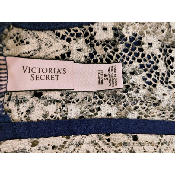 Women's Victoria's Secret Bralette S Beige Blue Lace - Picture 4 of 4